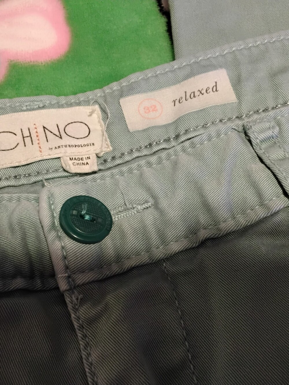 Anthropologie Women’s Size 32 or 14 chino aqua relaxed fit chinos pants 34W 30L